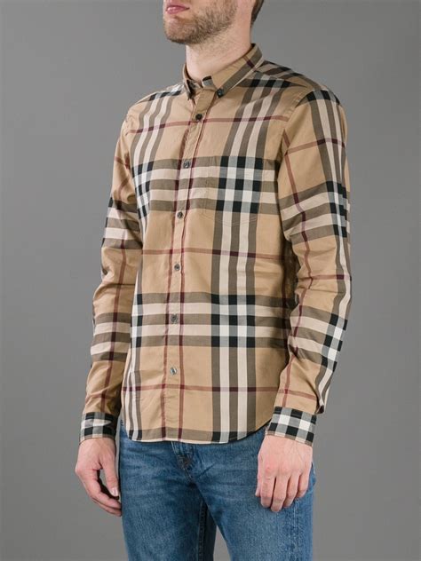 mens burberry button up shirt|burberry check shirt men's.